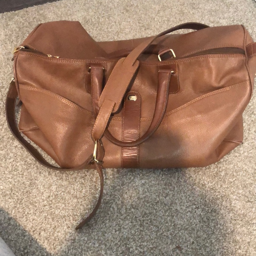 Leather duffel bag